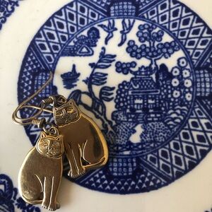 Vintage Laurel Burch Gold Cat Earrings